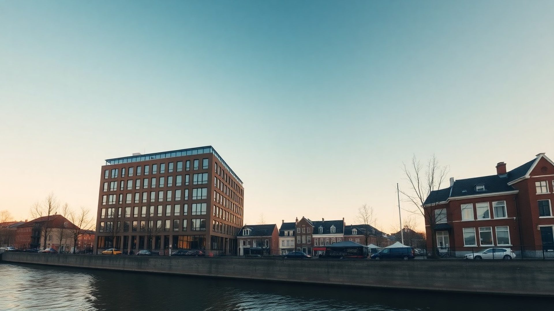 Amsterdams grachtenpand aan de Herengracht in gouden avondlicht